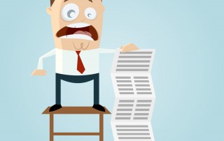 Cartoon Man with Long Contract